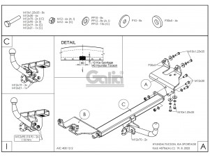 ТСУ Фаркоп оцинкованный Galia шар A для Hyundai Tucson/Kia Sportage № H070A