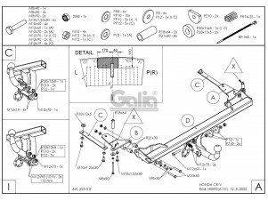 ТСУ Фаркоп оцинкованный Galia шар C съемный для Honda CR-V № H089C