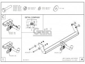 Фаркоп Galia шар А оцинкованный условно-съемное крепление для Jeep Compass/Liberty № J012A