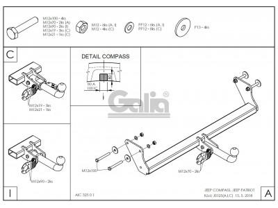 Фаркоп Galia шар А оцинкованный условно-съемное крепление для Jeep Compass/Liberty 2006-2011