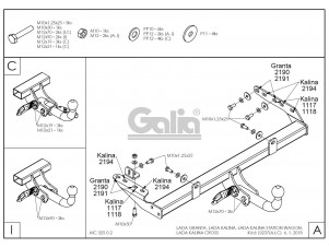 ТСУ Фаркоп оцинкованный Galia шар A для Lada Kalina/Granta/Datsun on-DO № L023A