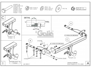 ТСУ Фаркоп оцинкованный Galia шар A для Subaru Forester № S106A