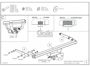 ТСУ Фаркоп оцинкованный Galia шар A для Suzuki Vitara № S112A