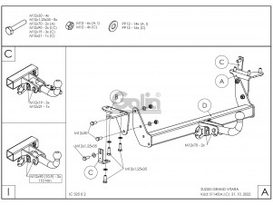 ТСУ Фаркоп оцинкованный Galia шар A на 3 двери для Suzuki Grand Vitara № S114A