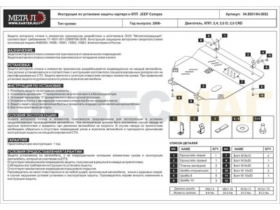 Защита картера и КПП Шериф сталь 2 мм для Dodge Caliber/Jeep Compass/Liberty/Patriot 2006-2013
