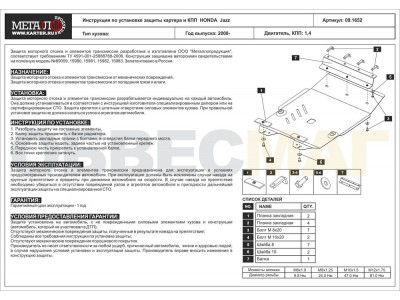 Защита картера и КПП Шериф сталь 2 мм для Honda Jazz/Fit/Insight 2007-2015
