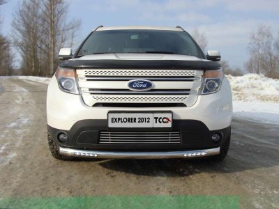 Защита переднего бампера с ДХО 76 мм ТСС для Ford Explorer 2011-2015