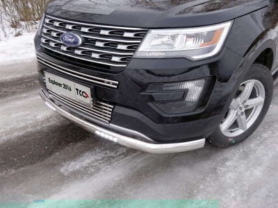 Защита передняя двойная 76-75 мм ТСС для Ford Explorer 2015-2017