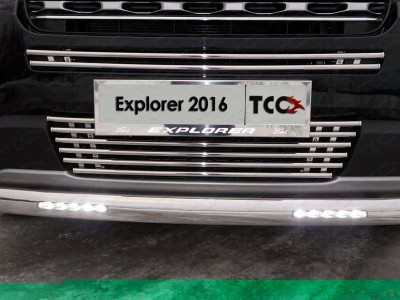 Накладка решётки радиатора нижняя 16 мм ТСС для Ford Explorer 2015-2017