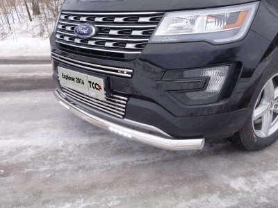 Накладка решётки радиатора нижняя 16 мм ТСС для Ford Explorer 2015-2017