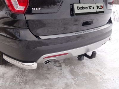 Накладка на задний бампер шлифованный лист надпись Explorer ТСС для Ford Explorer 2015-2017