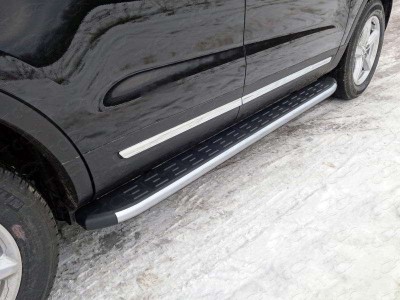 Пороги алюминиевые ТСС с накладкой для Ford Explorer 2015-2017
