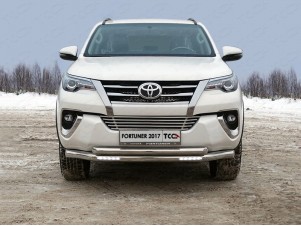 Защита передняя двойная с ДХО 76-60 мм для Toyota Fortuner № TOYFORT17-24