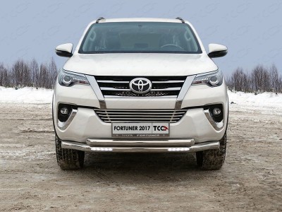 Защита передняя двойная с ДХО 76-60 мм ТСС для Toyota Fortuner 2017-2020
