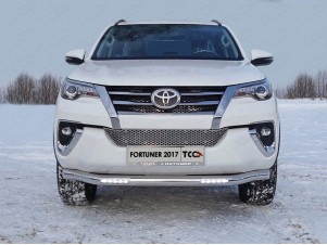 Защита переднего бампера с ДХО 76 мм для Toyota Fortuner № TOYFORT17-23