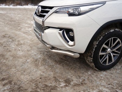 Защита передняя двойная 76-60 мм ТСС для Toyota Fortuner 2017-2020