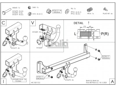 Фаркоп оцинкованный для BMW X3 F25 2010-2017, BMW X4 F26 2014-2018, кроме моделей с M-пакетом вертикальное быстросъемное крепление шара с ключом