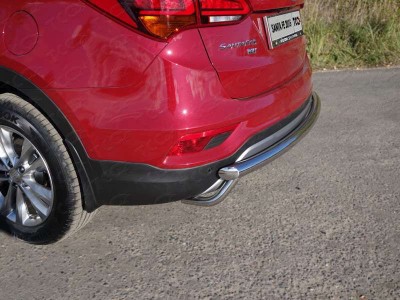 Защита заднего бампера 60-42 мм ТСС для Hyundai Santa Fe 2015-2018