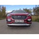 Защита передняя овальная длинная с ДХО 75х42 мм ТСС для Hyundai Santa Fe 2015-2018