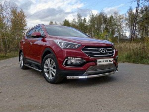 Защита переднего бампера с ДХО 60 мм для Hyundai Santa Fe № HYUNSF4WD15-06