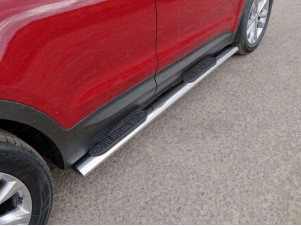 Пороги труба овальная с накладками 120х60 мм для Hyundai Santa Fe № HYUNSF4WD15-10