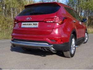 Защита заднего бампера 60-42 мм для Hyundai Santa Fe № HYUNSF4WD15-18
