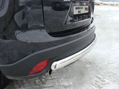Защита заднего бампера овальная 75х42 мм ТСС для Mazda CX-5 2011-2015