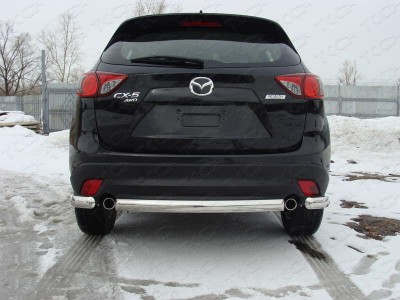 Защита заднего бампера овальная короткая 75х42 мм ТСС для Mazda CX-5 2011-2015