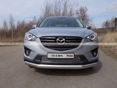 Защита передняя овальная 75х42 мм ТСС для Mazda CX-5 2011-2015
