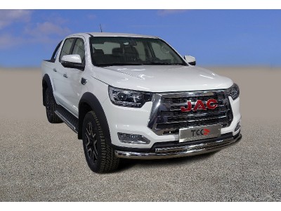 Защита передняя нижняя (двойная) 76,1/42,4 мм ТСС для JAC T8 Pro 2020 – н.в.