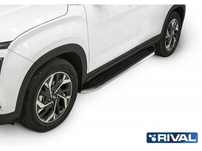 Порог-площадка "Premium" A173ALP Rival + комплект крепежа для Hyundai Creta 2021-2022