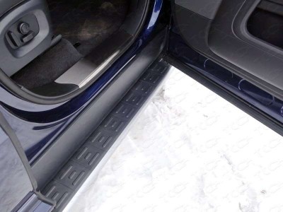 Пороги алюминиевые ТСС с накладкой серебристые для Range Rover Sport 2013-2021