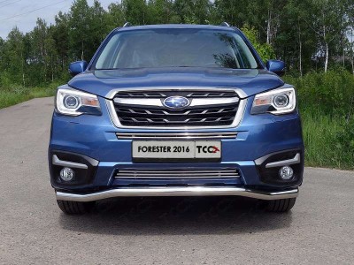 Защита переднего бампера 60 мм ТСС для Subaru Forester 2016-2018