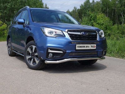 Защита переднего бампера 60 мм ТСС для Subaru Forester 2016-2018