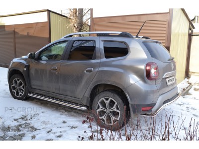 Защита порогов с алюм. площадкой d=51 мм (НПС) для Renault Duster 2021-2022