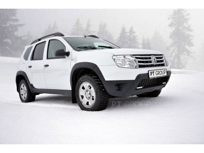 Защита порогов (черное тиснение) "Чистые штаны" (ABS) для Renault Duster 2021-2022