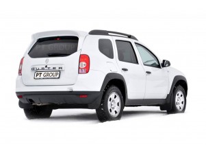 Защита порогов (черное тиснение) "Чистые штаны" (ABS) для Renault Duster 2021-2022 №RDU110301