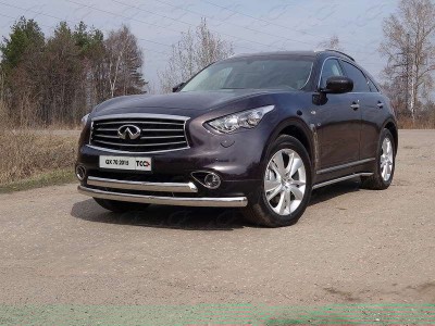 Защита передняя двойная 75-75 мм ТСС для Infiniti QX70 2013-2017