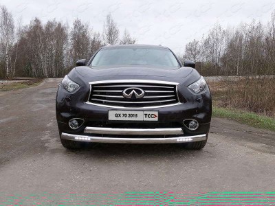 Защита передняя двойная с ДХО 75-75 мм ТСС для Infiniti QX70 2013-2017
