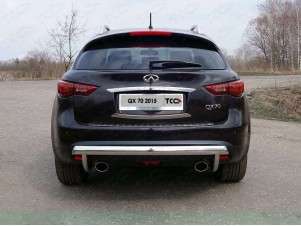Защита заднего бампера овальная 75х42 мм для Infiniti QX70 № INFQX7015-03