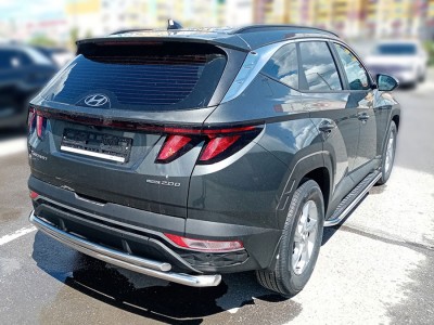 Защита заднего бампера двойная d-60+43 Технотек для Hyundai Tucson 2020 – н.в.