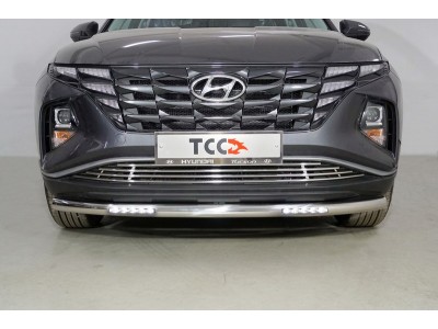Защита передняя нижняя (с ДХО) 60,3 мм ТСС для Hyundai Tucson 2020 – н.в.