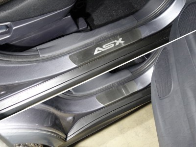 Накладки на пороги лист шлифованный надпись ASX 4 шт ТСС для Mitsubishi ASX 2017-2021