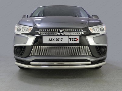 Защита передняя двойная 60-42 мм ТСС для Mitsubishi ASX 2017-2019