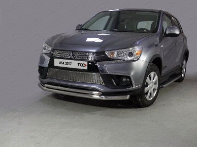 Защита передняя двойная 60-42 мм ТСС для Mitsubishi ASX 2017-2019