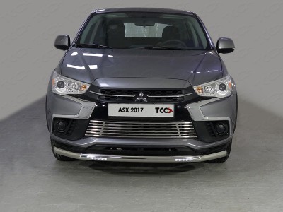 Защита переднего бампера с ДХО 60 мм ТСС для Mitsubishi ASX 2017-2019