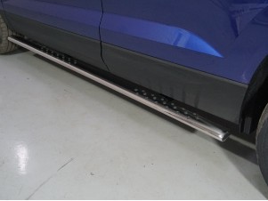 Пороги овальные с проступью 75х42 мм для Volkswagen Taos 2020 – н.в. VWTAO21-21