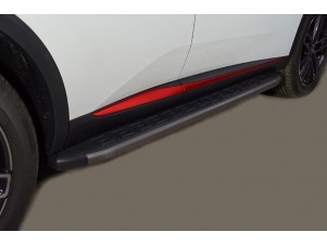 Пороги алюминиевые с пластиковой накладкой (карбон серые) 1720 мм для Changan CS55 plus I Рестайлинг 2WD 1.5T 2021 – н.в. CHANCS55PL23-07GR