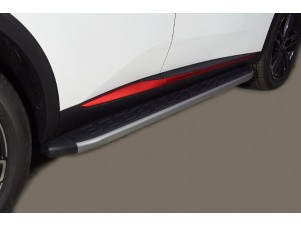 Пороги алюминиевые с пластиковой накладкой (карбон серебро) 1720 мм для Changan CS55 plus I Рестайлинг 2WD 1.5T 2021 – н.в. CHANCS55PL23-07SL
