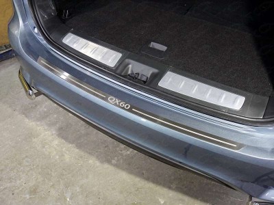 Накладка на задний бампер лист шлифованный надпись QX60 ТСС для Infiniti QX60 2016-2021